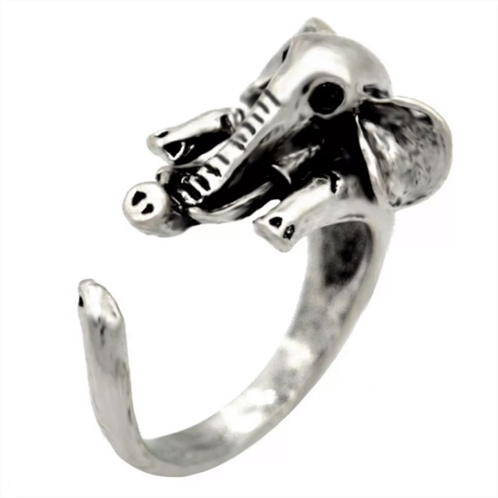 “Irrelephant” Unique Minimalist Elephant Wrap Ring - Picture 7 of 8